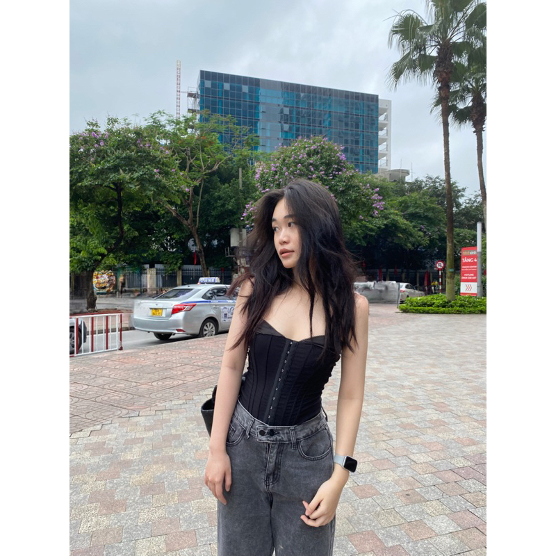 Áo corset 2 dây BLACK BASIC CORSET