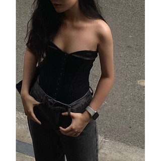 Áo corset 2 dây mềm black basic corset