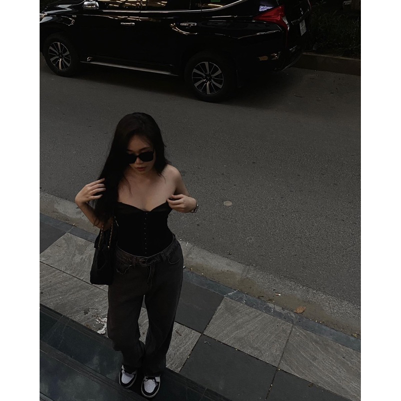 Áo corset 2 dây BLACK BASIC CORSET