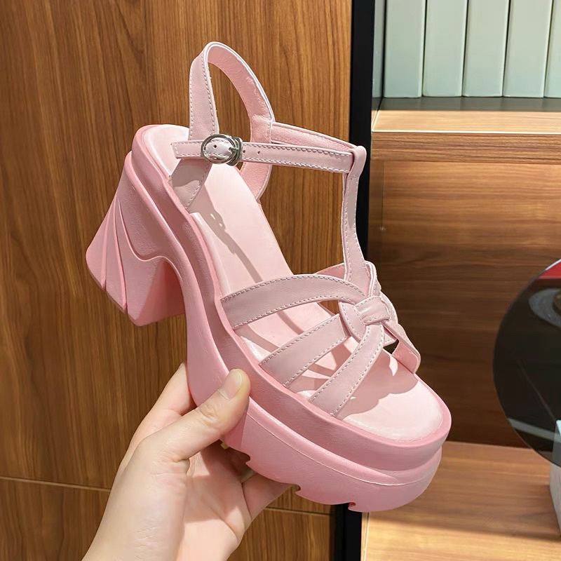 ORDER 🍀 Giày chunky quai dây hạt đá đế cao su 9cm 34-39