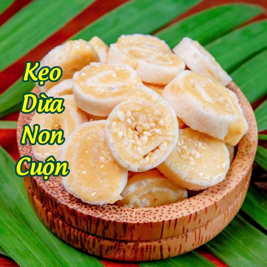 250G  KẸO DỪA DỨA NON CUỘN DẺO BÉO THƠM BẾN TRE 250G - đồ ăn vặt