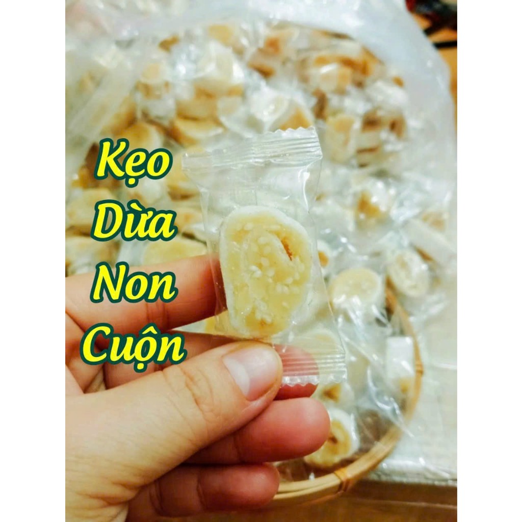 250G  KẸO DỪA DỨA NON CUỘN DẺO BÉO THƠM BẾN TRE 250G - đồ ăn vặt