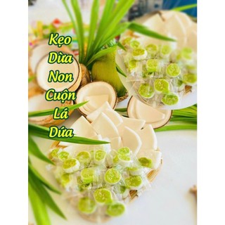 Kẹo dừa non cuộn vị lá dứa 500g (Kẹo dừa mềm ít ngọt)