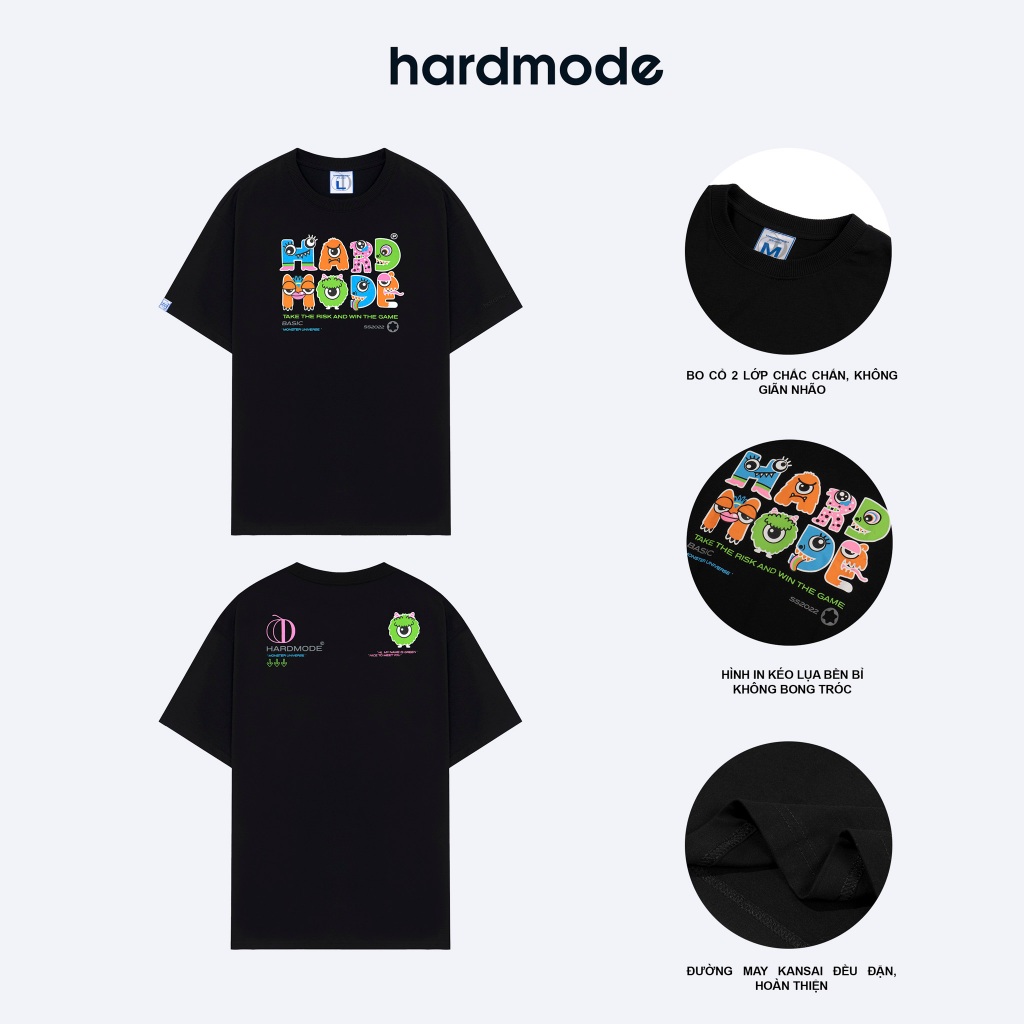 Áo Thun Nam Nữ Cổ Tròn Hard Mode, Áo Thun Local Brand Tay Lỡ Form Rộng, Áo Cặp Oversize Cotton In Lụa Monster 1 Tee
