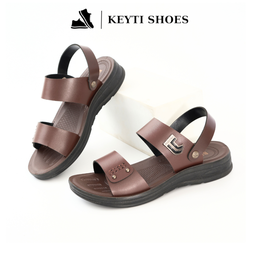 Dép nam quai ngang da cao cấp, đế cao su non đúc nguyên khối đi êm chân- mã D04