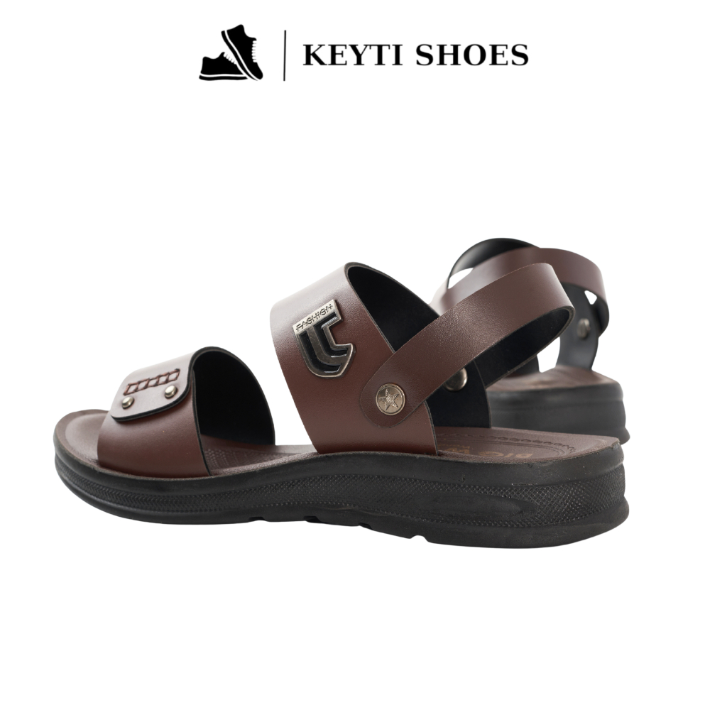 Dép nam quai ngang da cao cấp, đế cao su non đúc nguyên khối đi êm chân- mã D04