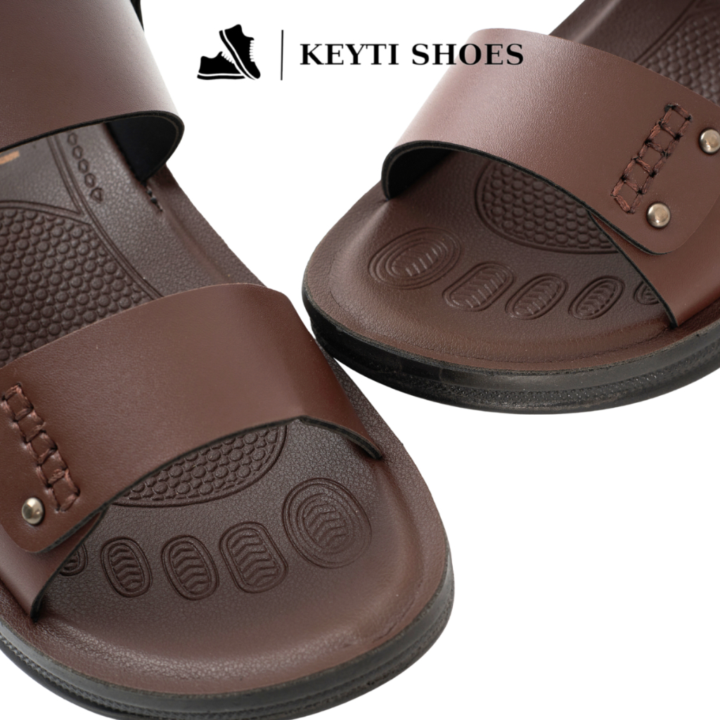 Dép nam quai ngang da cao cấp, đế cao su non đúc nguyên khối đi êm chân- mã D04