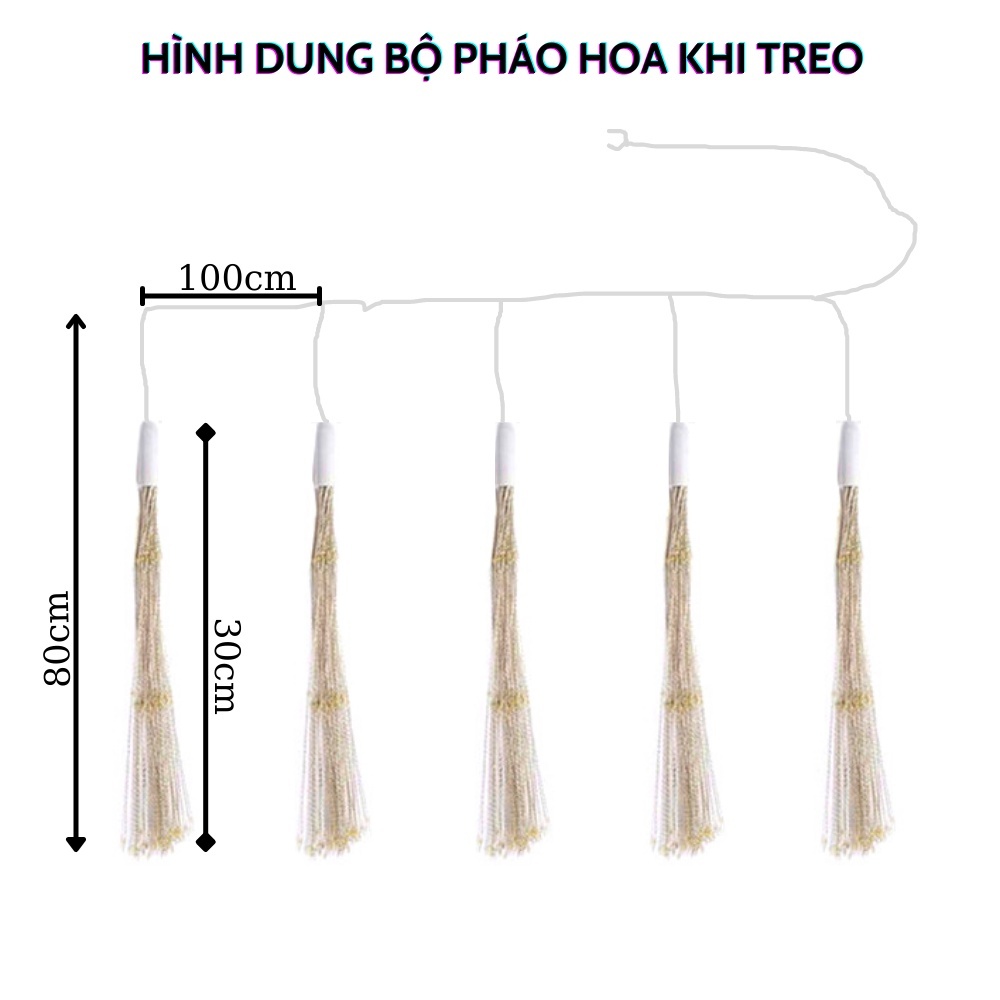 Dây đèn led pháo hoa trang trí chớp nháy 3 tầng x 5 chùm cắm điện 220V chống nước, Đèn led trang trí tết