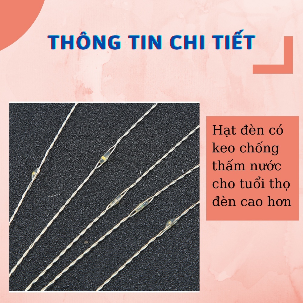 Dây đèn led pháo hoa trang trí chớp nháy 3 tầng x 5 chùm cắm điện 220V chống nước, Đèn led trang trí tết