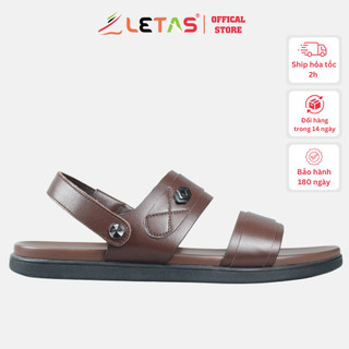 Sandal da LETAS LT78-065 màu Nâu, da bò đế cao su, dép da nam cao cấp bền đẹp