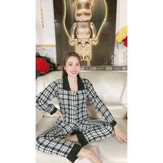 bộ mặc nhà lụa mango loại 1 tay dài quần dài (size m 40_52kg)(L 45-62kg)