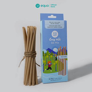 Ống hút bã mía EQUO không tan trong nước hộp 50 ống size tiêu chuẩn 6x210mm