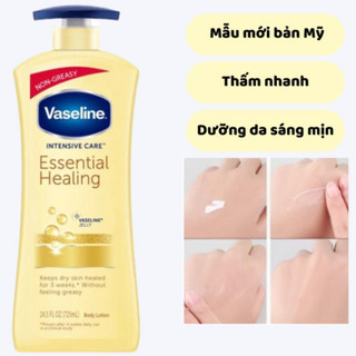 Sữa Dưỡng Thể Body Lotion Vaseline Intensive Care Essential Healing Màu Vàng Phục Hồi Da 725ml