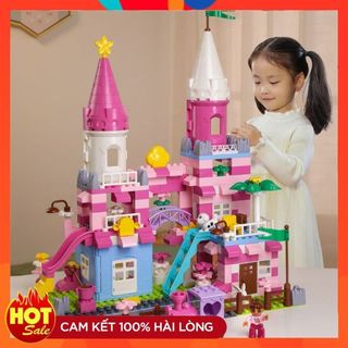 Mô Hình Đồ chơi lắp ghép, lâu đài công chúa nhiều chi tiết, cho bé phát triển vận động tay chân, đồ chơi bé gái.