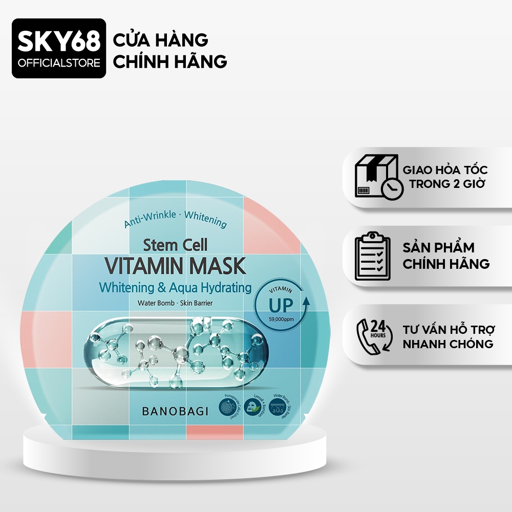 Mặt nạ BANOBAGI Cấp Ẩm và Dưỡng Sáng Da Stem Cell Vitamin Mask 30ml - CARO Aqua Hydrating