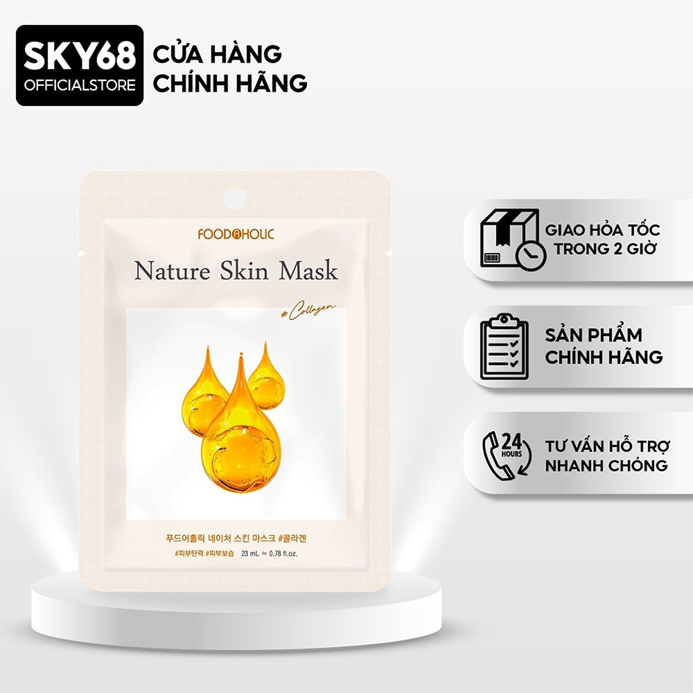 Mặt Nạ Collagen Cấp Ẩm, Se Khít Lỗ Chân Lông Foodaholic Nature Skin Mask 23g - COLLAGEN