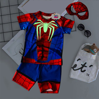 bộ đồ quần áo siêu nhân nhện Spider-Man cho bé trai in hình dạ quang phát sáng TẶNG MẶT NẠ