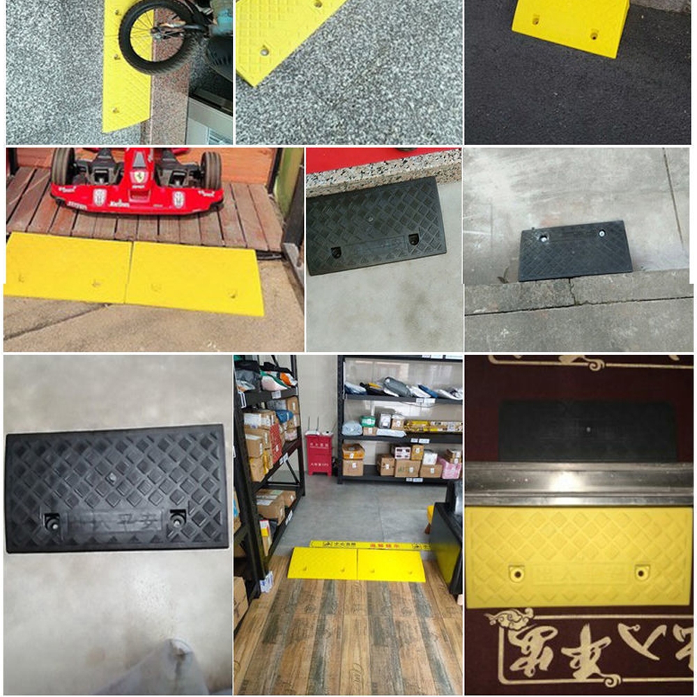 Dốc bục lên xuống xe máy, xe hơi bằng nhựa hình tam giác, Cầu dắt xe máy lên xuống bậc thềm chất liệu PVC bền bỉ