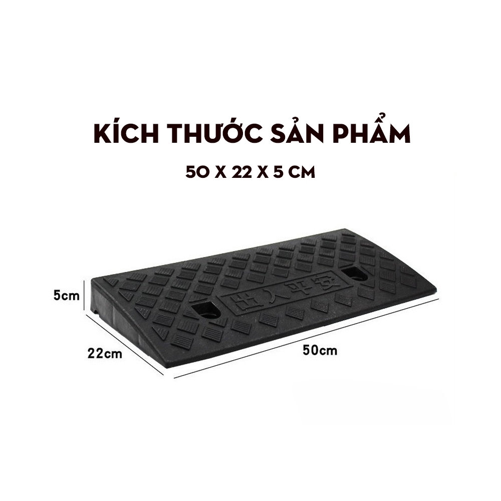 Dốc bục lên xuống xe máy, xe hơi bằng nhựa hình tam giác, Cầu dắt xe máy lên xuống bậc thềm chất liệu PVC bền bỉ