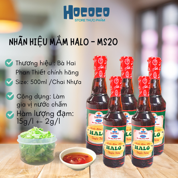 [Gía sỉ]Nước mắm 15 độ đạm cá cơm Bà Hai Phan Thiết HALO chai 500ml