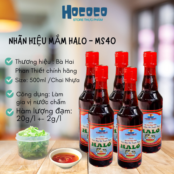 Nước mắm nhỉ 20 độ đạm cá cơm Bà Hai Phan Thiết HALO chai 500ml sánh đặc thịt cá vị truyền thống
