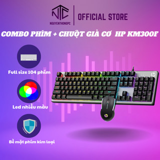 Combo bàn phím + chuột giả cơ HP KM300F bảng kim loại gaming led màu