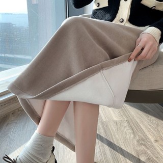 Váy nỉ tăm lót lông HANA cực ấm, váy nữ mùa đông phong cách Hàn Quốc