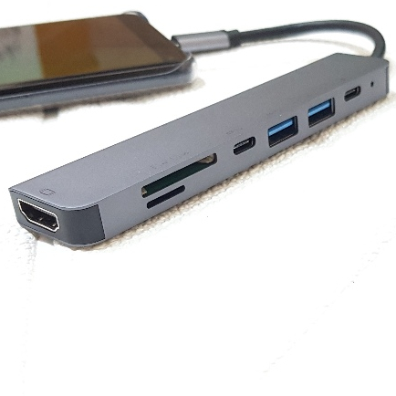 Hub Usb Type c ra 7 cổng hỗ trợ HDMI 4k 30hz, sạc PD cho laptop, táo pro/ air, xps - Hồ Phạm