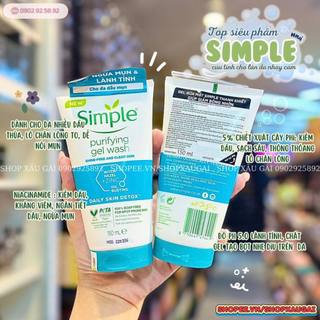 Sữa rửa mặt Simple giúp kiềm dầu và ngừa mụn hiệu quả - cho da dầu mụn 150ml