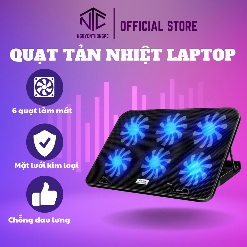 Đế tản nhiệt Laptop Ice Coorel A9 có giá đỡ máy tính xách tay 13-17 inch bề mặt lưới khung đỡ kim loại