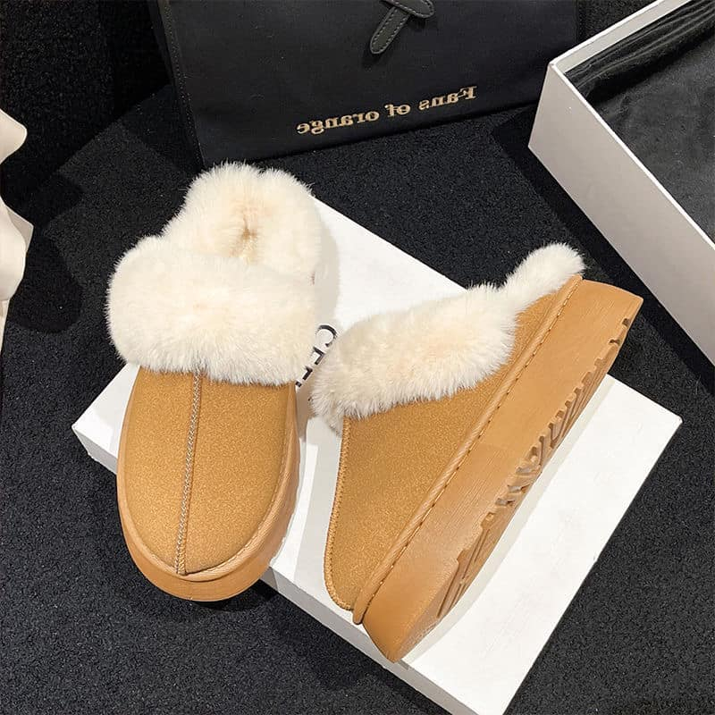 Sục Dép Da Lộn Lót Bông - Boots Thời Trang Phong Cách Hàn Quốc