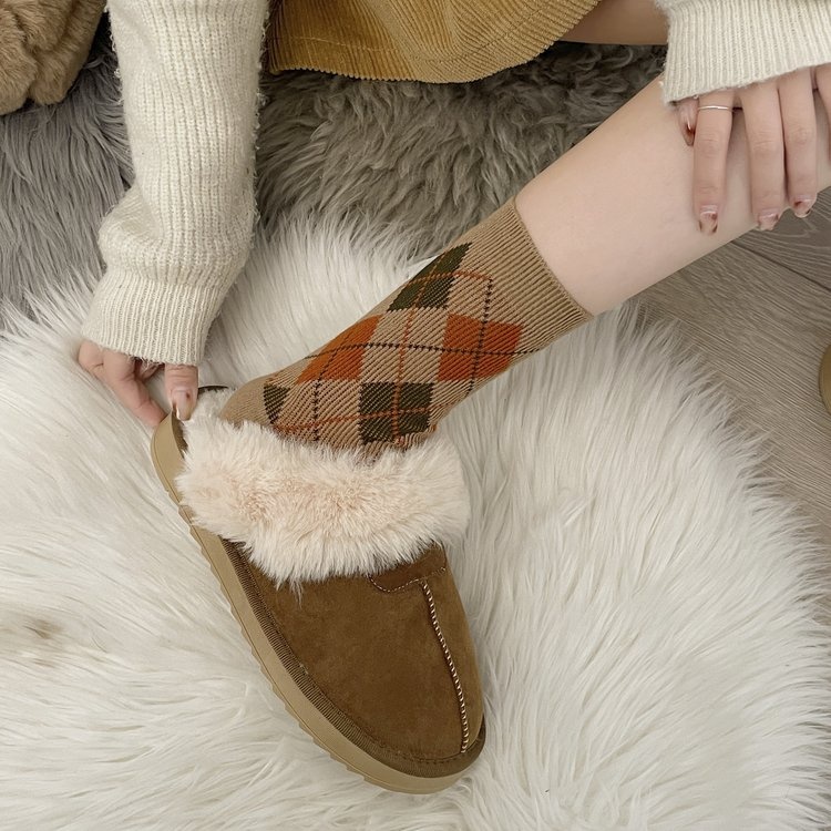 Sục Dép Da Lộn Lót Bông - Boots Thời Trang Phong Cách Hàn Quốc