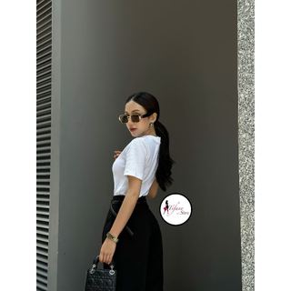 Áo Thun Nữ Cộc Tay Cổ Cao 2 Phân Dáng Áo Dài Sơ Vin Chất Bogen Kiểu Basic "CC"