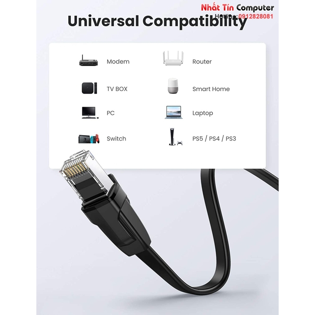 Cáp mạng đúc sẵn dẹt Cat8 U-FTP 30AWG 2000Mhz Ugreen 10979 cao cấp