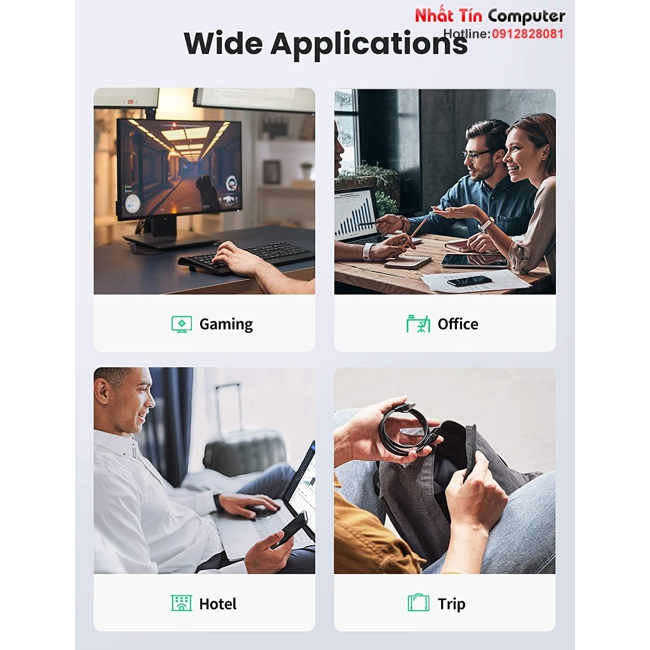 Cáp mạng đúc sẵn dẹt Cat8 U-FTP 30AWG 2000Mhz Ugreen 10979 cao cấp