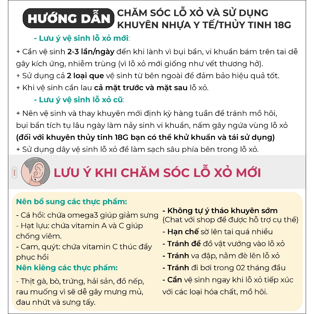 Set kèm hộp bông tai nhựa y tế trong suốt hình tròn giữ lỗ, không gây kích ứng BT120 - khuyên tai BÔNG Cài Tóc