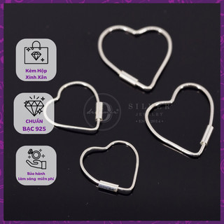 Khuyên tai bạc 925 - bông tai khoen bạc 925 hình trái tim đơn giản - basic heart line hoops 1704btk-1705btk