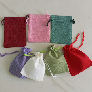 Set 10 Túi vải bố thô nhiều màu đựng phụ kiện trang trí đựng cà phê hoa khô