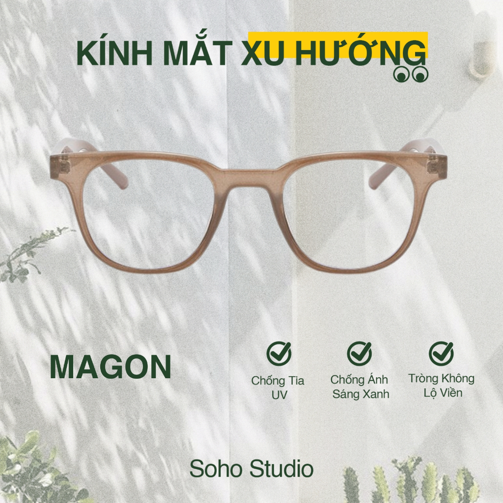 Gọng kính MAGON Soho Studio form chữ nhật unisex sáng da dễ đeo