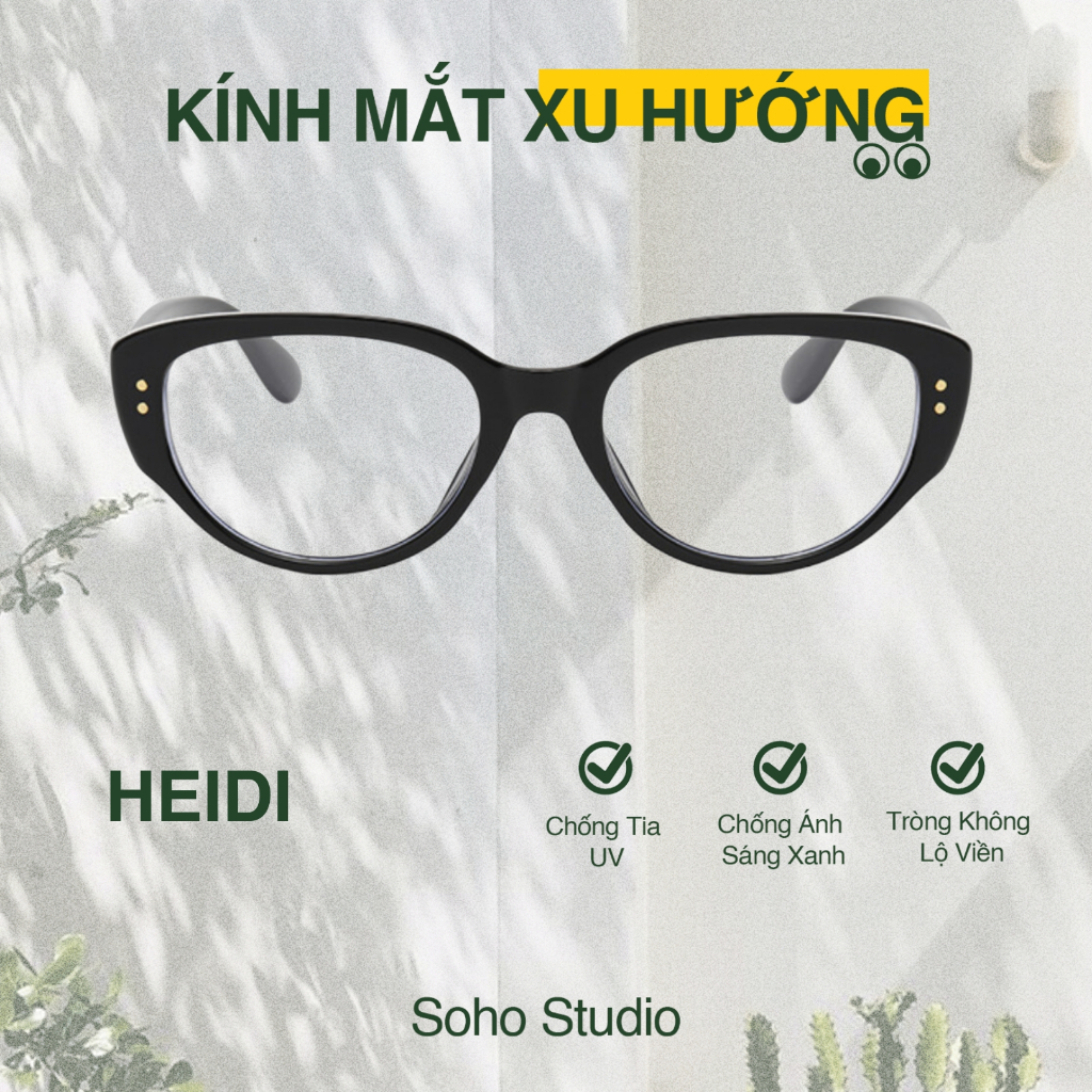 Kính mát HEIDI Soho Studio gọng mắt mèo tròng to, gọng thanh mảnh hợp mọi mặt
