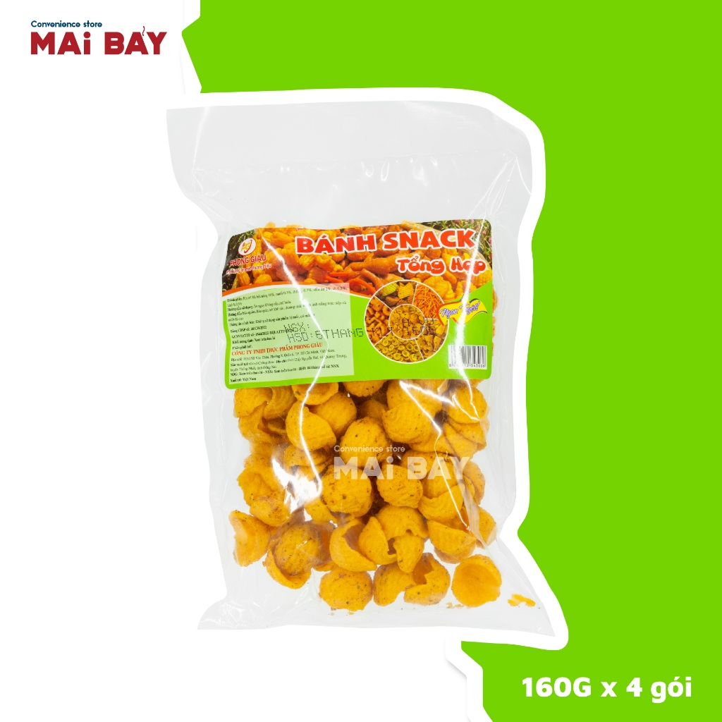 CHÍNH HÃNG Bánh Snack Vỏ Sò Vị Mặn Phong Giàu 160g x 4 gói