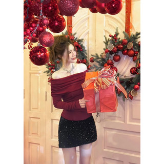 SET ÁO ĐỎ TRỄ VAI + CHÂN VÁY BLING BLING