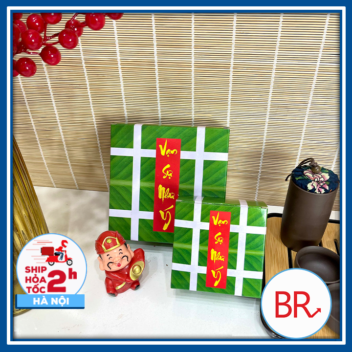 Sỉ Mô hình bánh chưng bằng giấy bìa cứng nhiều size trang trí Tết - Hộp giấy hình bánh tự gấp decor góc chụp ảnh 02092