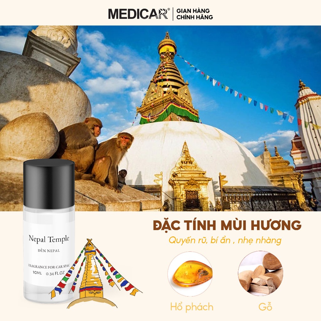 Tinh dầu nước hoa ô tô Medicar an toàn sức khỏe hương Nepal, khử mùi xe hơi, tạo hương thơm sang trọng, chống say xe