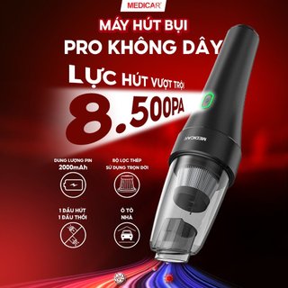 Máy hút thổi bụi cầm tay không dây Medicar, lực hút mạnh 8500PA, 1 đổi 1 12 tháng, lọc bụi mịn PM10. Ô tô, gia đình,...