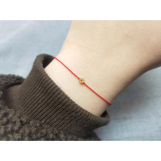 Vòng chỉ đỏ đan sợi rất nhỏ mix charm bạc si vàng 3mm