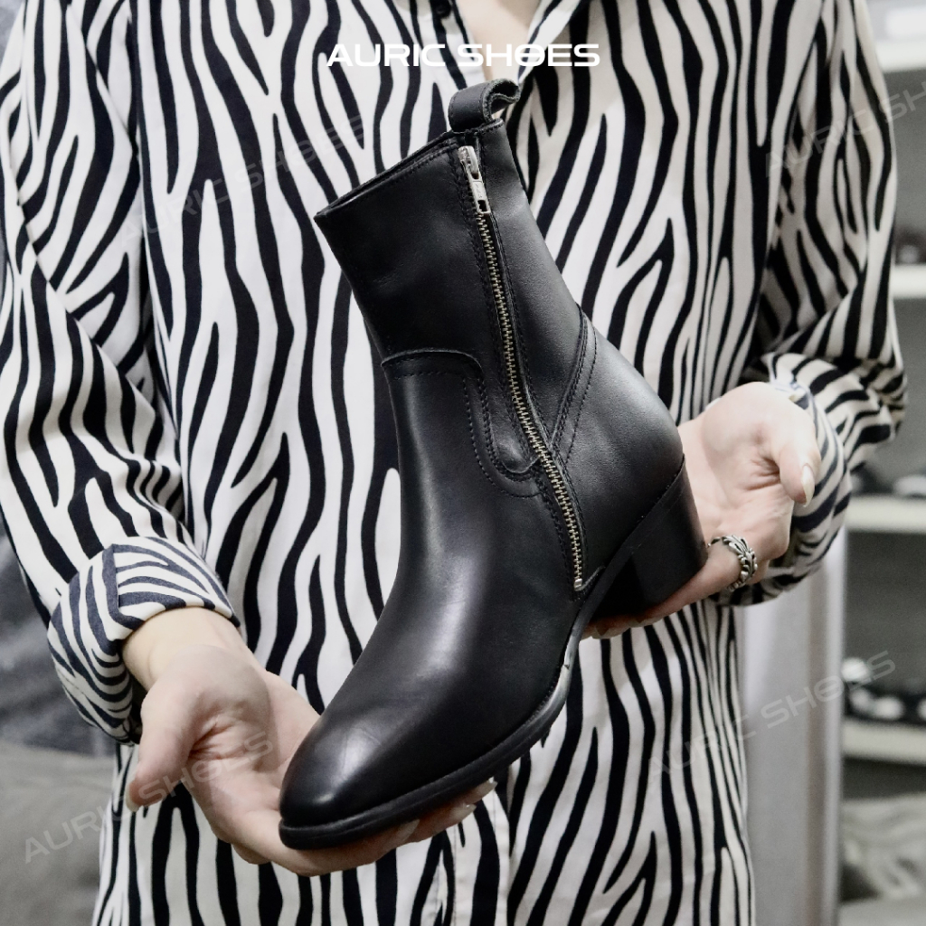 Giày Zip Boot AURIC Giày da nam - Da bò nhập khẩu nguyên tấm - Đế cao su đuc nguyên khối + Bảo hành 12 tháng