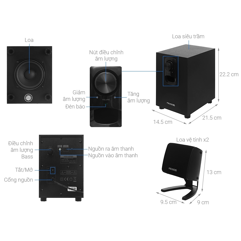 Loa Vi Tính Microlab M108 / M108BT  | Nguồn điện 220v - Hàng Chính Hãng