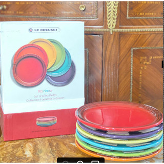 Hộp đĩa Le Creuset 6 cái đường kính 18 cm, 7.1'' inch chính Hãng-Le Creuset Rainbow Set of 6 Tea Plates