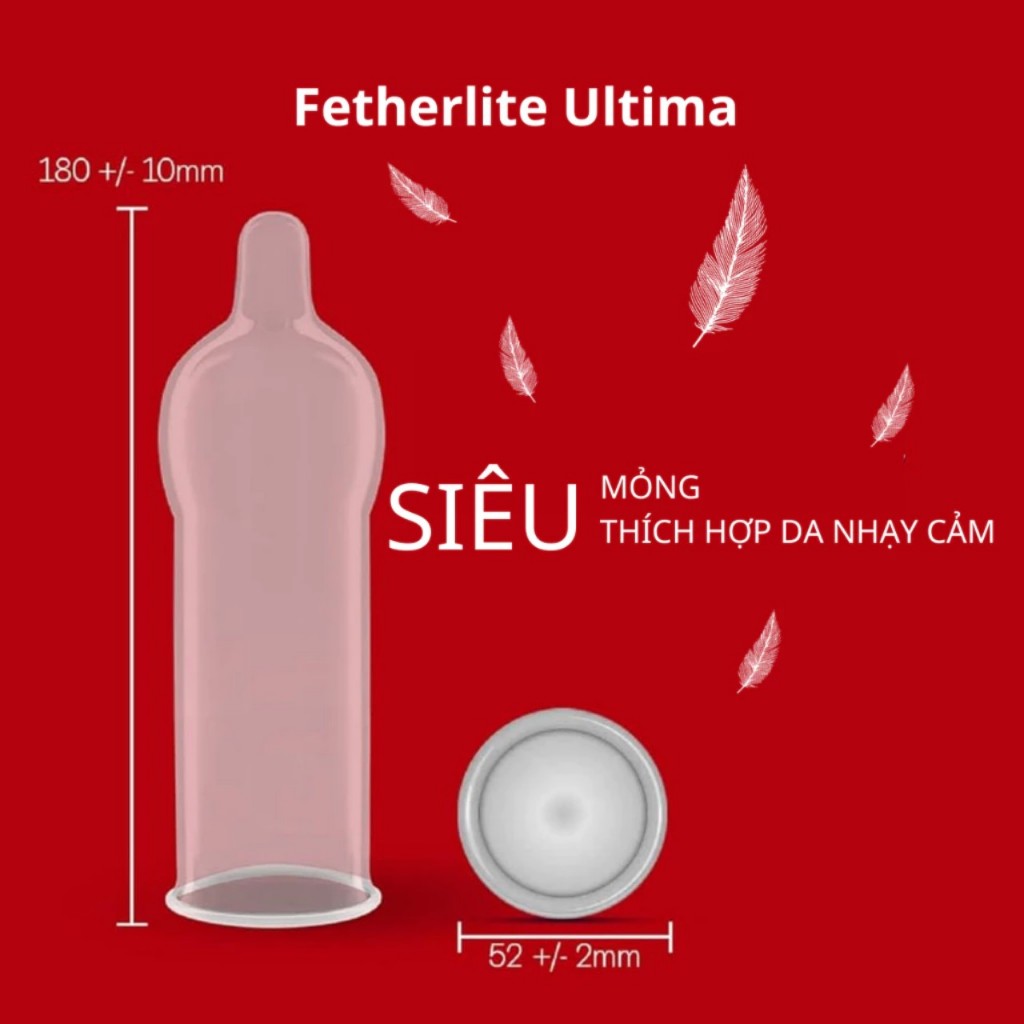 Bao cao su Durex Fetherlite Ultima bcs chính hãng kéo dài thời gian siêu mỏng ôm khít sát bôi trơn